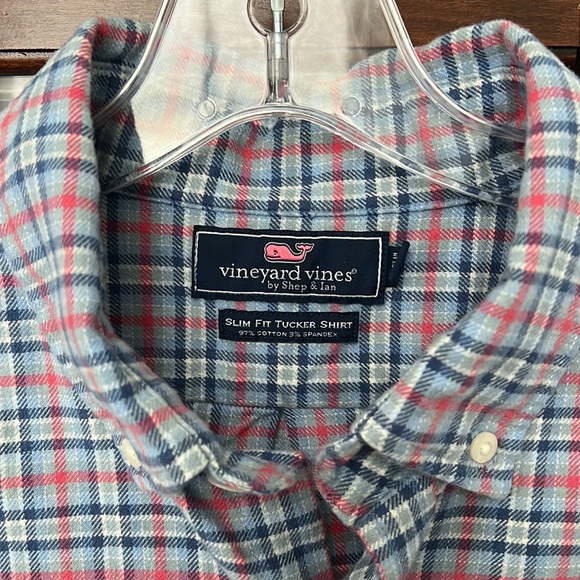 Vineyard Vines Plaid Slim Fit Flannel Tucker Shirt EUC Size L - Picture 9 of 12
